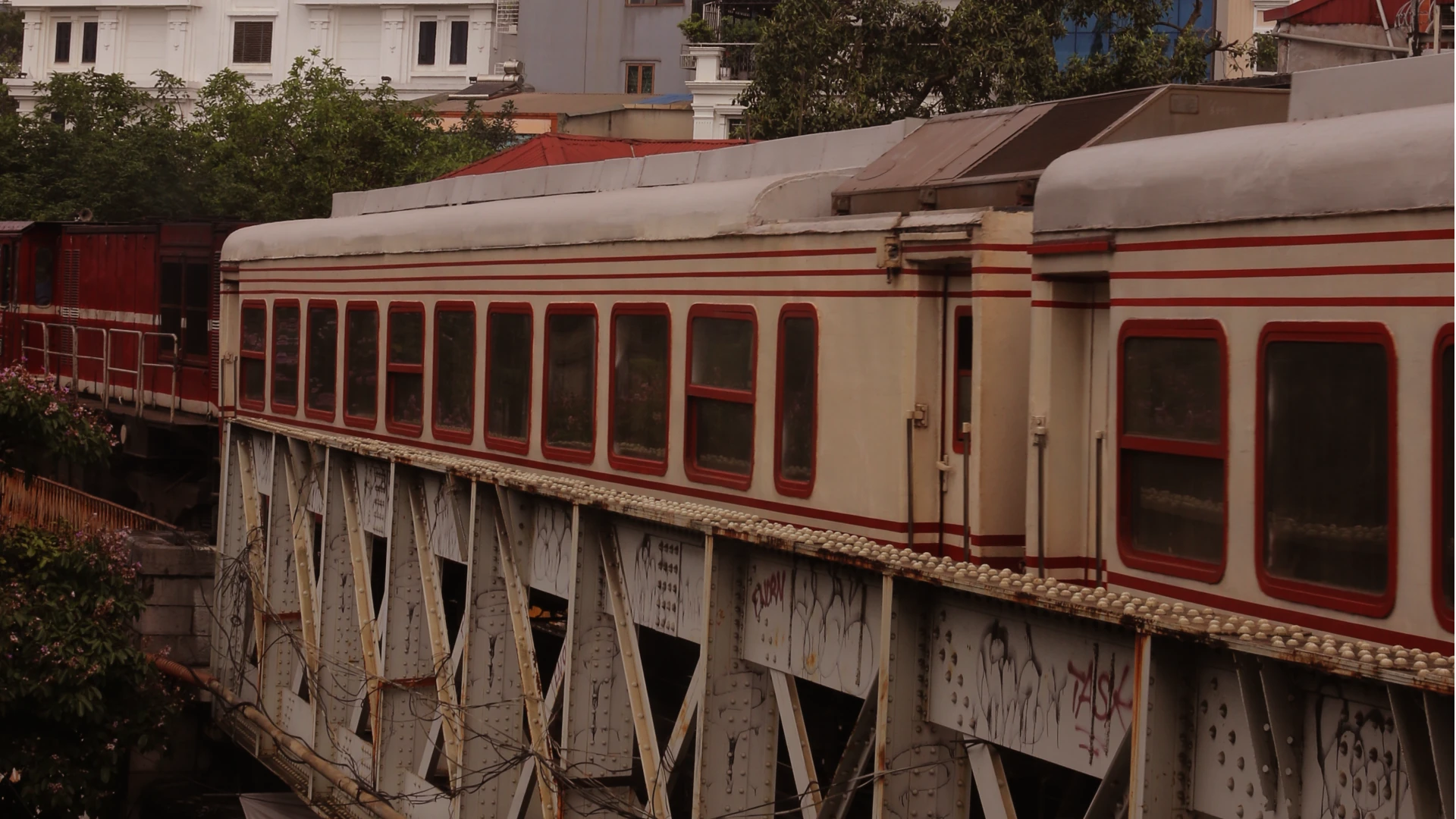The view of the railway bridge from our apartment
